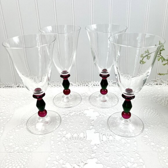 Mikasa Festive Kensington Wine Water Glasses Set of 4 Holiday Christmas - Picture 4 of 11